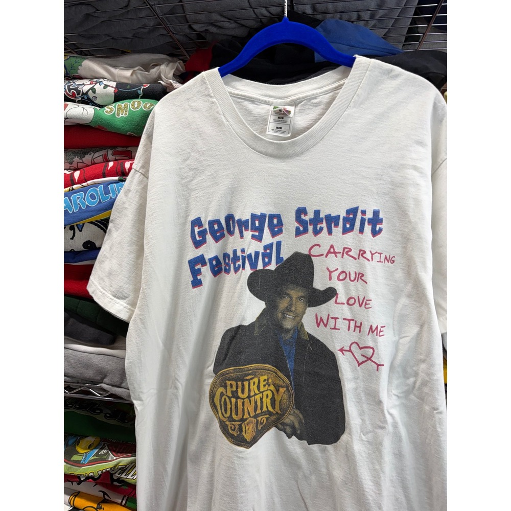 Vintage 90s George Strait Festival Carrying Your Love With Me Shirt White Men XL